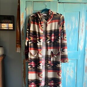 Southwestern Pattern Hooded Cape